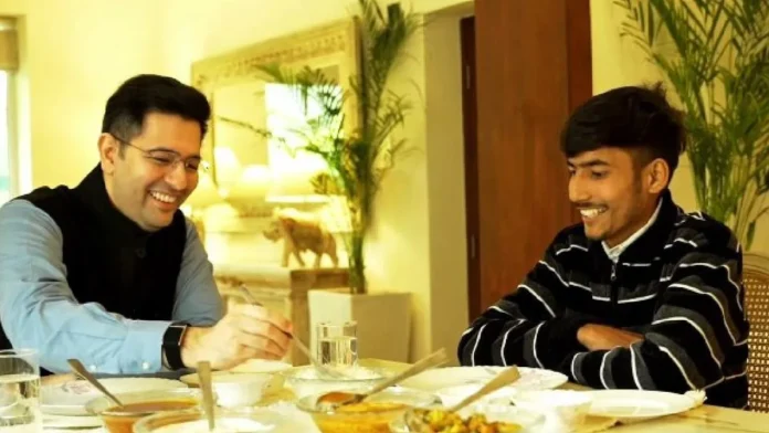 Raghav Chadha Hosts Delivery Boy Who Earned 763 Rupees in 15 Hours and applauded